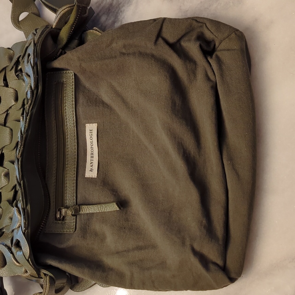 Anthropologie Looped Leather Crossbody Bag In Olive Green - Picture 10 of 14